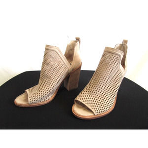 Vince Camuto Beige Perforated Suede High Heel Bootie Sandals Women Sz 9.5 M